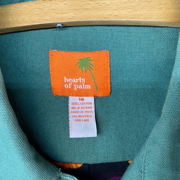 Hearts Of Palm Size 16 Embroidered Jacket Green Floral Button Close Floral Lined - Picture 2 of 9